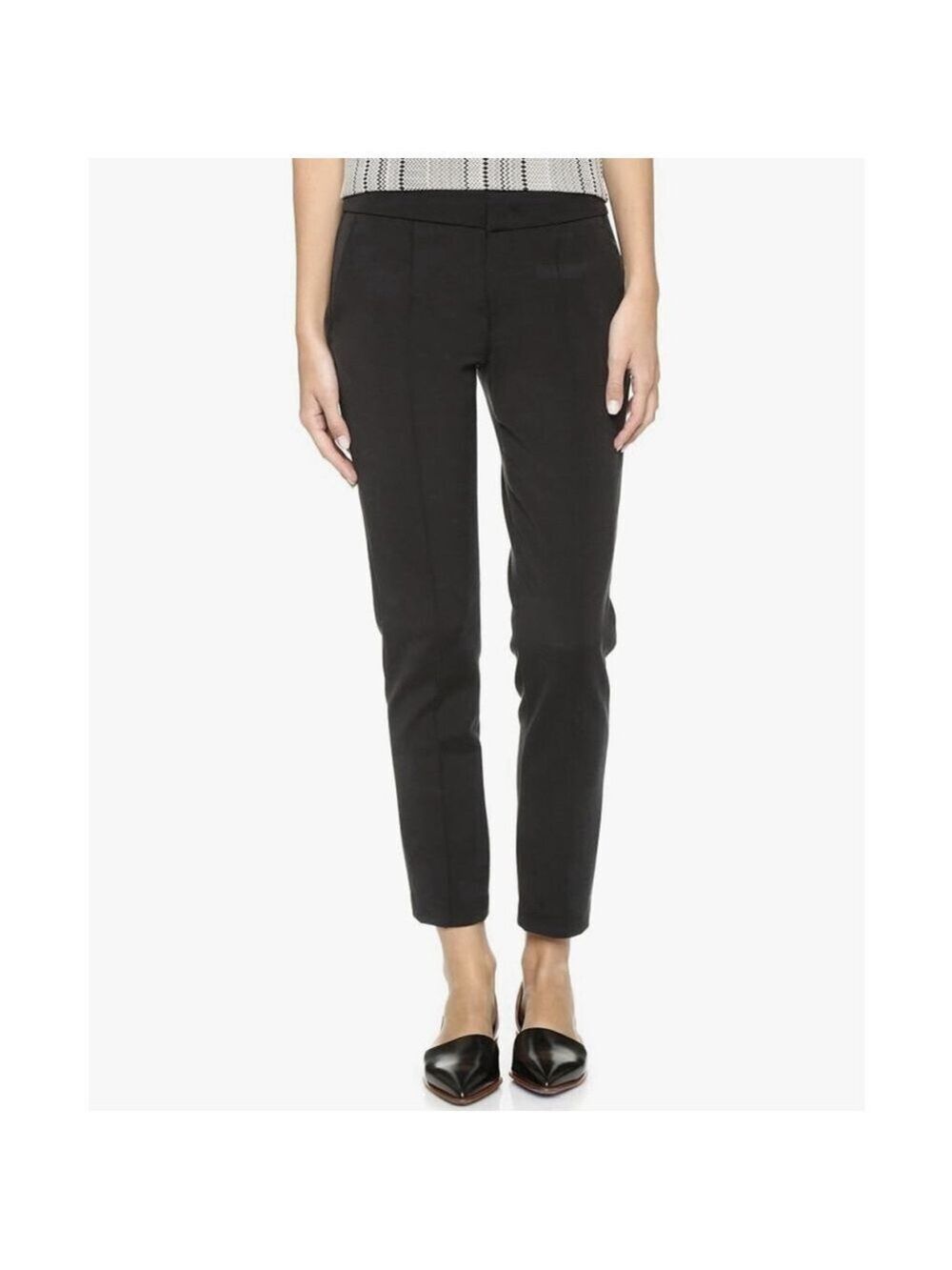 Vince Slim Cupro Pintuck Pants Trouser Black Stretch Womens Career Trouser Sz 4